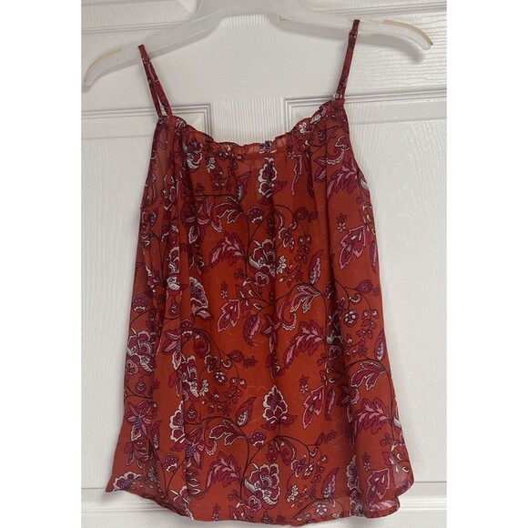 Beach Lunch Lounge Orange Tank Top Floral Small Beach Semi Sheer S Summer - Picture 2 of 6
